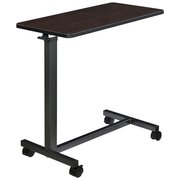 Global Industrial Mobile Overbed Table with H-Base, Walnut Laminate Tabletop 436910